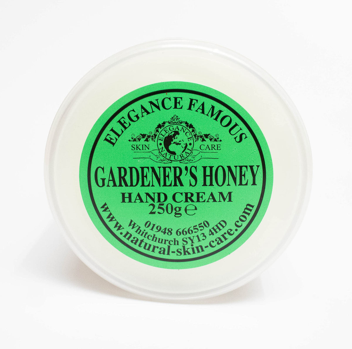 Gardeners Honey Hand Cream 250g as Recommended by BBC Gardeners World 2023 Made by Elegance Natural Skin Care Multi Award Winning. Replenishing handcream for Dry Rough Working Hands and Split Fingers.