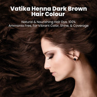 Dabur Vatika Henna Dark Brown Hair Colour Powder - 60g(6 x 10g Sachets),Goodness of Natural Henna, 100% Ammonia-Free & Grey Coverage, Protects & Gives Shine