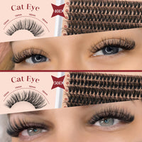 Cluster-Lashes Kit 40D+50D, Higu clace Eyelashes Individual Kit Mix 10-18mm Lashes Cluster Kit with Lash Bond and Seal and Lash Applicator, DIY Lash Extension Kit at Home (40D+50D 10-18mm)