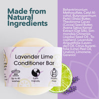 Lavender Lime Hair Conditioner Bar, Natural Hair Care Bar for Frizzy Hair, Vegan Hair Bars, Plastic-Free, No Chemicals & Preservatives, Up to 80 Washes, 60g - The Natural Spa