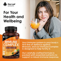 NEW LEAF PRODUCTS Vitamin D3 Immune Booster Complex - with Vitamins D,C, B12, Zinc, Turmeric & Elderberry - Immune Support - Made in the UK - Immunity Booster by New Leaf 120 Tablets