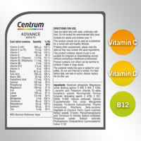 Centrum Advance Multivitamin & Mineral Supplements, 24 essential nutrients including vitamin D, C, Calcium, Daily Multivitamin Tablets, 100ct (Packaging May Vary)