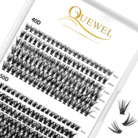 240Pcs Individual Lashes QUEWEL Cluster Lashes Individual Lash Extension 40D+50D C Curl Lashes Cluster DIY Look Like Eyelash Extensions Mix8-14mm at Home(40D+50D 0.07C MIX8-14mm)