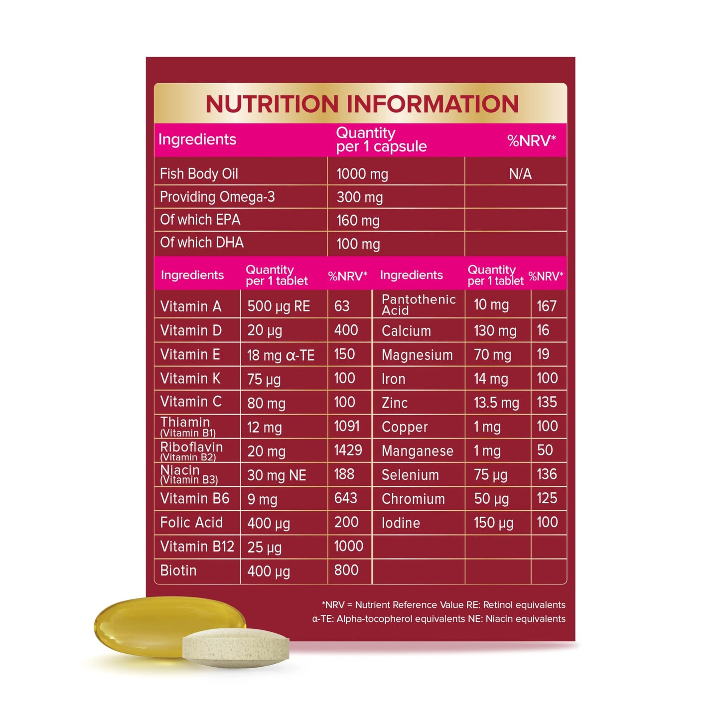 Sevenseas Seven Seas Omega-3 and Multivitamins Woman, with Biotin and Iron, 30-Day Duo Pack