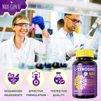 NGU Next Gen U L Tyrosine - 500 mg, 120 Vegan Capsules - Health Dietary and Food Supplement - Mood Support for Adults, Women and Men - Helps Support Healthy Brain Functions - by NextGenU
