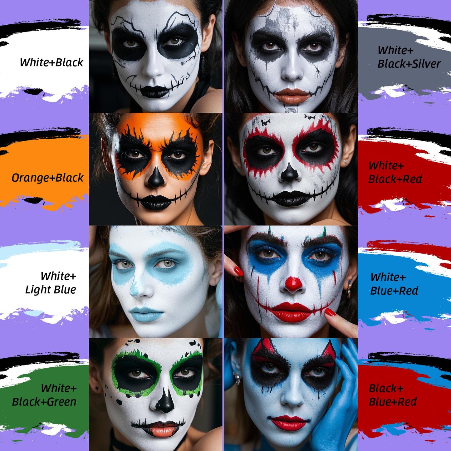YBUETE Light Blue Face Body Paint, Professional Paint for Halloween Cosplay Costume Party, Full-coverage Multi-Color Cream Makeup Blendable Body Painting for Adults Halloween Cosplay SFX Makeup Paint