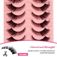 Klfoho Manga Lashes Natural Wet Look Wispy Spiky Lashes 10 Pairs Anime Eyelashes Wispy Natural Lashes Extension Strip Thai Fake Eye Lashes Handmade Thick Soft Fake Eyelashes (Fox＆Cat A01)