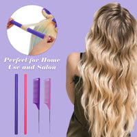 VEGCOO 42 Pcs Flexible Curling Rods Kit, 40 Pcs 9.5'' Flexi Rods in 0.3''/0.5'' Diameters with 2 Pcs Steel Pintail Comb for Long Hair, Short Hair, DIY Hair Salon