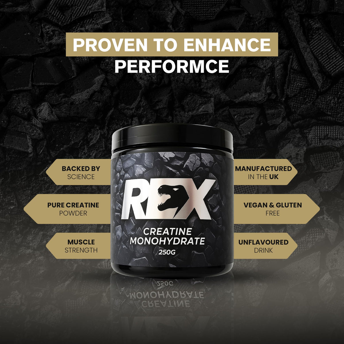 TREX FITNESS Creatine Monohydrate Powder 250G - 100% Clean and Unflavoured Creatine | Micronized Gym Supplements | Pure Vegan Creatine for Men & Women | ISO Certified Performance & Muscle Recovery Supplement