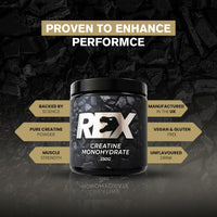 TREX FITNESS Creatine Monohydrate Powder 250G - 100% Clean and Unflavoured Creatine | Micronized Gym Supplements | Pure Vegan Creatine for Men & Women | ISO Certified Performance & Muscle Recovery Supplement