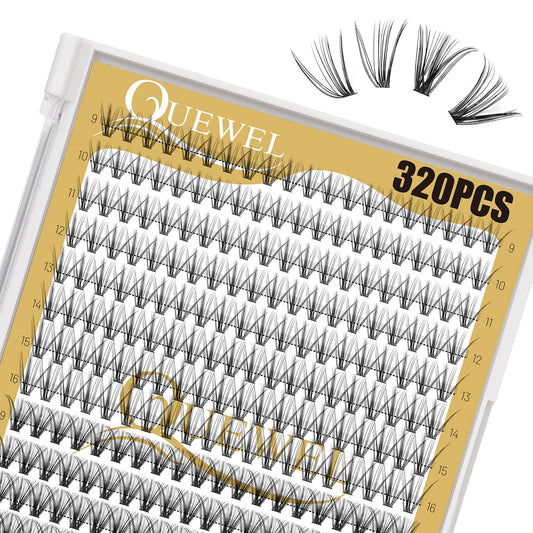 320Pcs Individual Lashes QUEWEL Cluster Lashes 20D+30D D Curl MIX9-16mm Individual Lash Extension Lash Clusters DIY Eyelash Extensions For Home Use (20D+30D 0.07D MIX9-16mm)