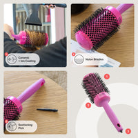 Olivia Garden Expert Blowout Shine – Pink - 55 - Ceramic Coated Round Brush for Smooth Blowout, Frizz-Free Hair & Radiant Shine