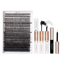 Magnetic SL Volume Individual-Eyelashes 320PCS DIY Lash Extension Kit 12-20mm MIX Fluffy False Eyelashes with Bond and Seal, Applicator, Look Like Eyelashes Extension at Home(30D+40D+80D+100D)