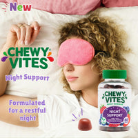 Chewy Vites Adult Gummies Night Support 60 Gummy Vitamins |with 5-HTP,Magnesium, Theanine, Chamomile & Lavender | Non-Melatonin | Herbal Night Support |1 Months Supply | Berry Flavour