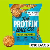 The Protein Ball Co. The Protein Ball Co Peanut Butter Plant Protein Balls - Vegan Snack, Healthy Snacks, Gluten-Free, No Added Sugar - On-the-Go Energy Balls, Box of 10 Bags
