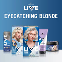LIVE Schwarzkopf Live Post Bleach Toner Ice White Hair Toner, Lasts Up To 16 Washes, Semi-Permanent Blonde Hair Dye, For Brassy Yellow Tones, T1