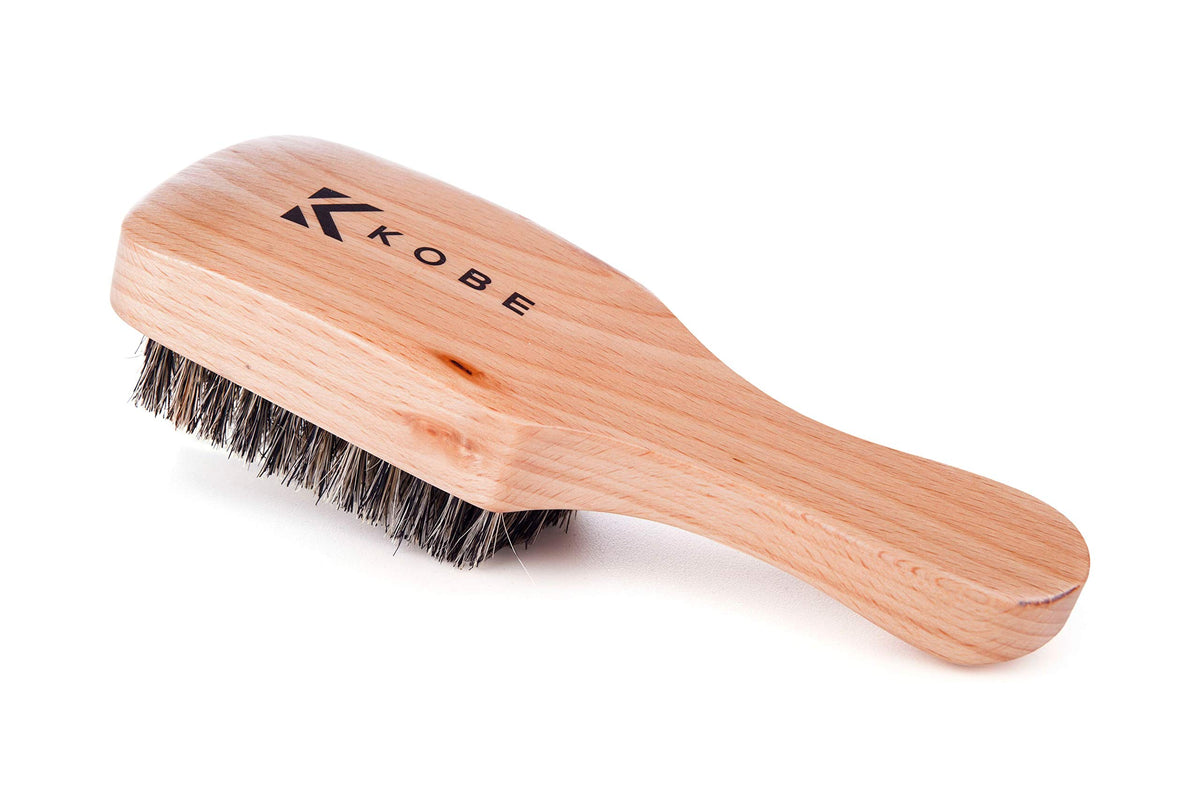 Kobe Professional Men's Light Wood Club Brush - Men’s Boar Bristle Hair Brush/Beard Brush - Wooden Bristle Brush for Men & Women