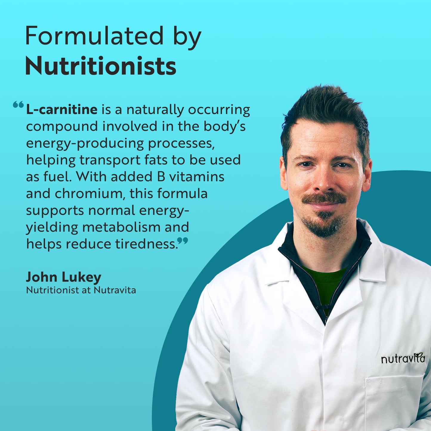 Nutravita L-Carnitine Complex - High Strength Capsules with Added Riboflavin, Biotin, Chromium, Vitamin D, B3 & B6 - Macronutrient & Energy Yielding Metabolism - 150 Vegan Capsules - Made in the UK