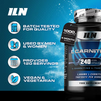 Iron Labs Nutrition L Carnitine Capsules – 1000mg L-Carnitine Tartrate per Serving for Men and Women – Vegan Friendly – 240 Capsules (4 Month Supply)