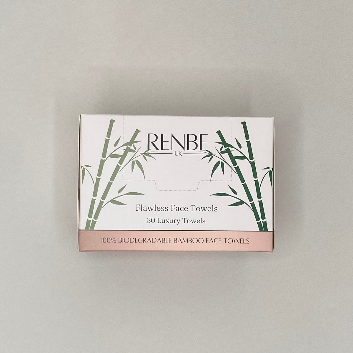Renbe UK Flawless Face Towels 30 Count | Biodegradable Bamboo Disposable Face Towel 20×25cm | Ultra Soft Makeup Remover Dry Wipes | Lint-Free for Sensitive Skin