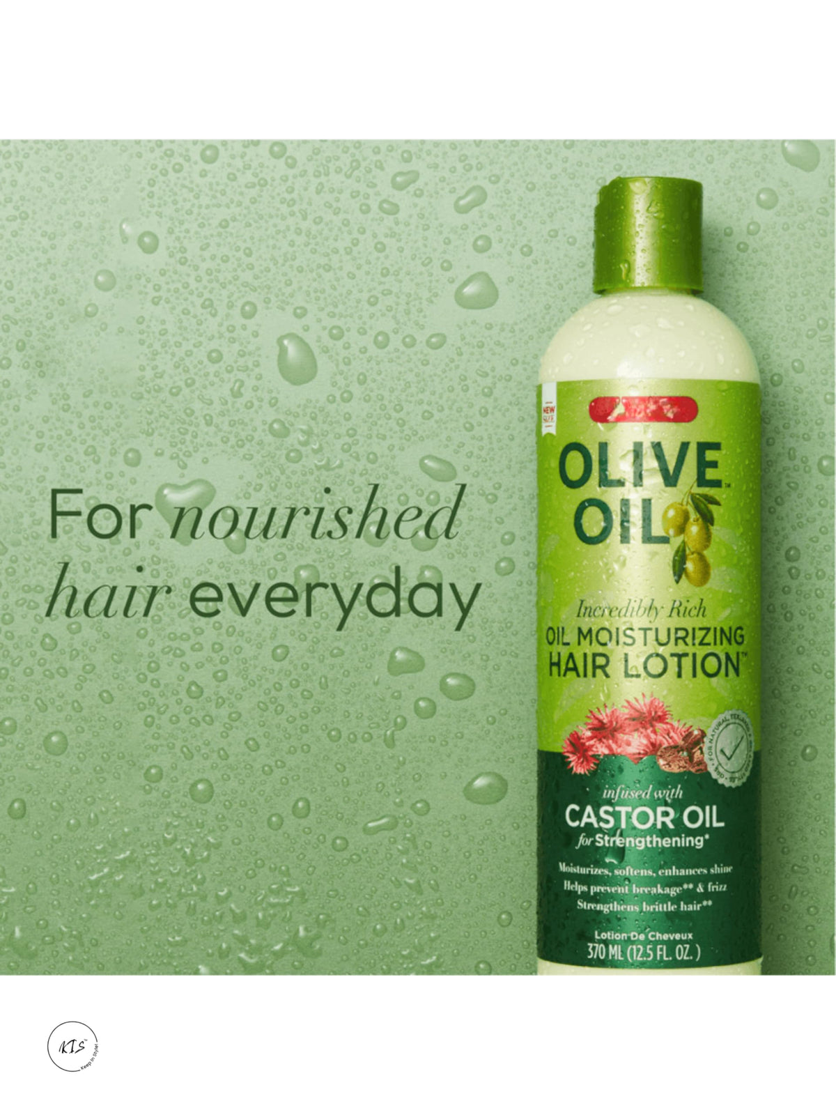 KEEP IN STYLE! Olive Oil Incredibly Rich Moisturizing Hair Lotion of ORS– Hydrating & Strengthening Hair Treatment w/Castor Oil, Heat Protection, Frizz Control, and Shine for Dry, Curly, Hair (Pack of 1)