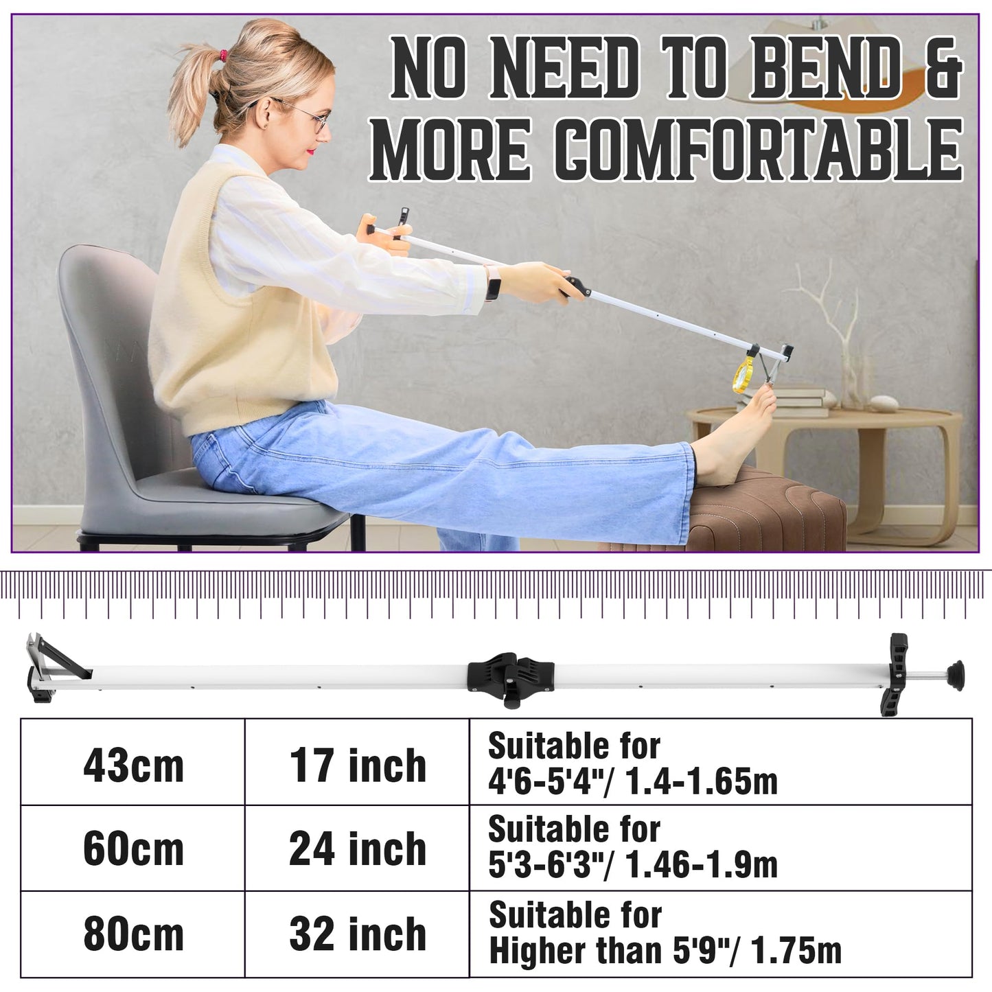 XARILK Aluminium Long Handle Toenail Clippers with Magnifying Glass Helps Obese, Elderly, Pregnant Women Without Bending Down to Cut Toenails (60cm,W/Magnifying Glass)