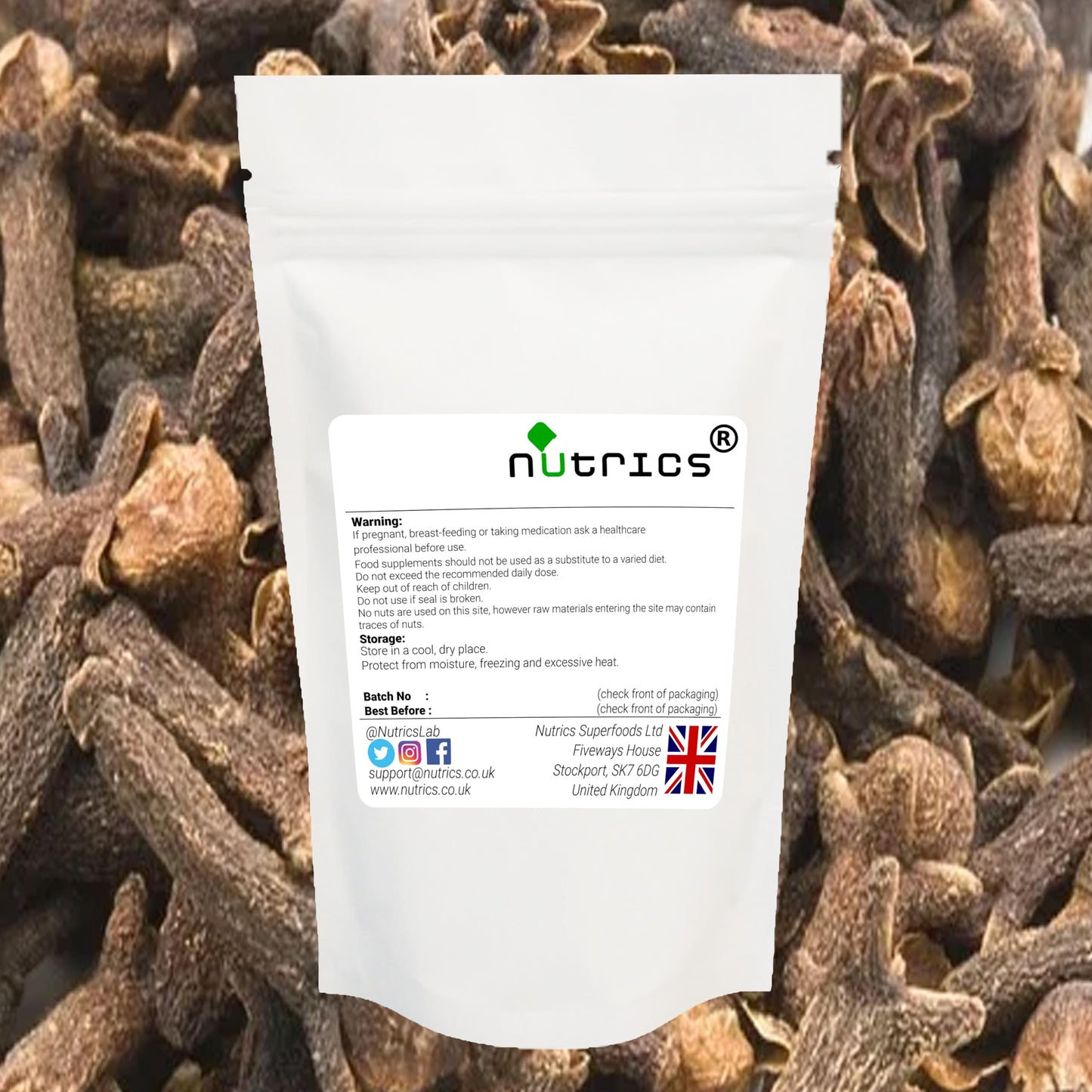 Nutrics® 650mg Clove 100% Pure 90 V Capsules (1 Month Supply) - Cloves Syzygium aromaticum - Suitable for Vegan Vegetarian Halal & Kosher