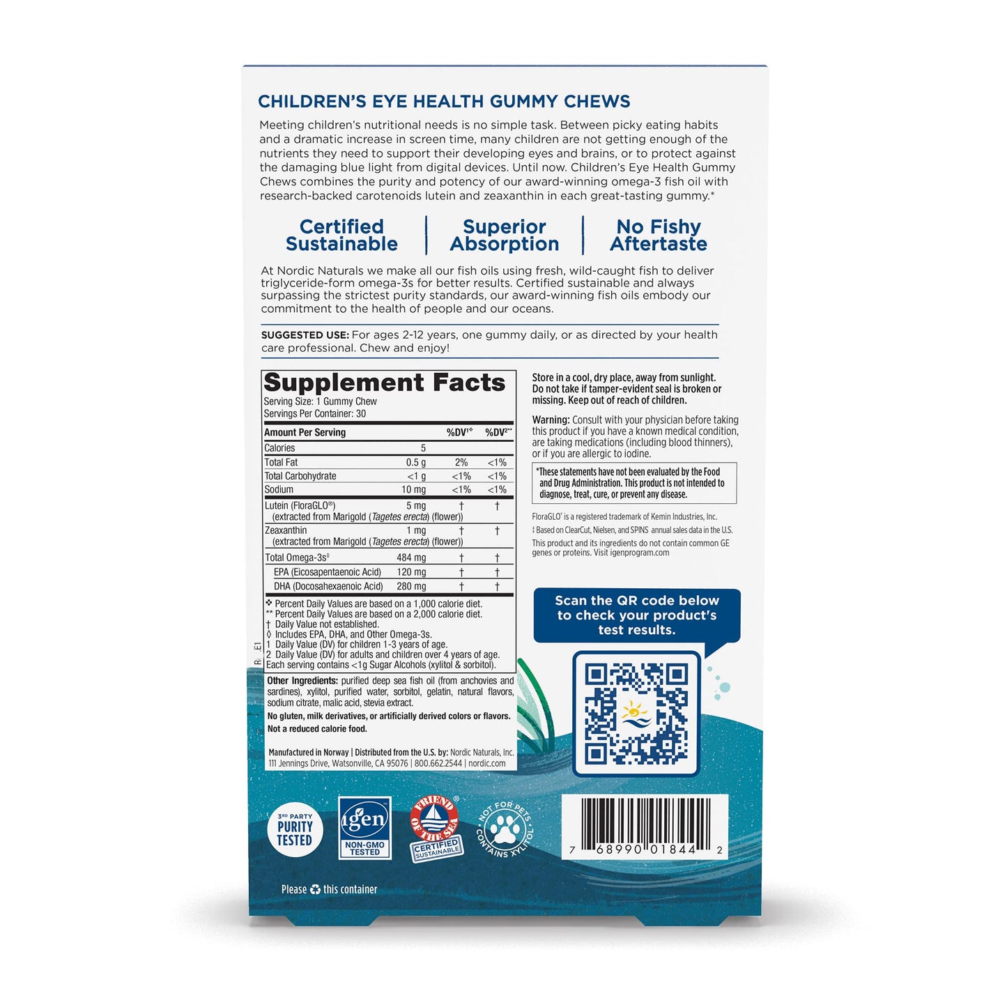 Nordic Naturals Children’s Eye Health Gummies, Strawberry Lemonade - 30 Gummies for Kids - 484 mg Total Omega-3s DHA, Lutein & Zeaxanthin - Brain Health, Antioxidant Support, Non-GMO - 30 Servings