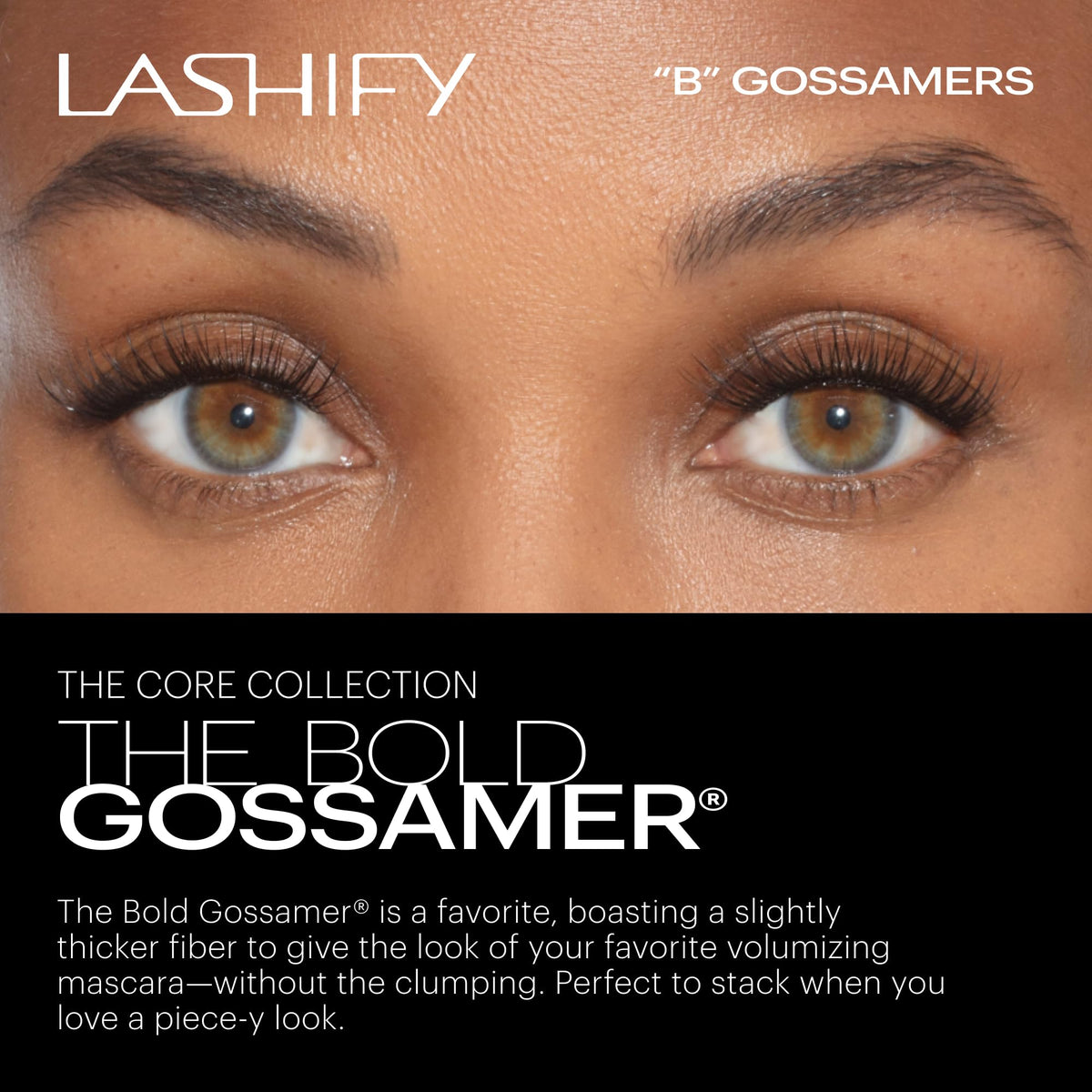 Lashify Bold 14mm Gossamer DIY Eyelash Extensions Refill, Black, Easy False Eyelashes for a Natural Look