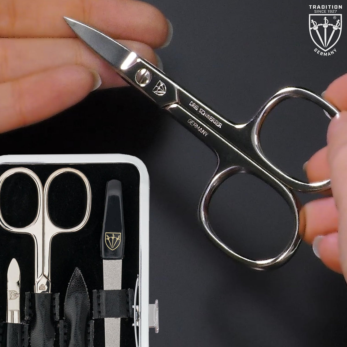 3 Swords Germany - brand quality 8 piece manicure pedicure grooming kit set for professional finger & toe nail care scissors clipper fashion leather case in gift box, Made by 3 Swords (0361)