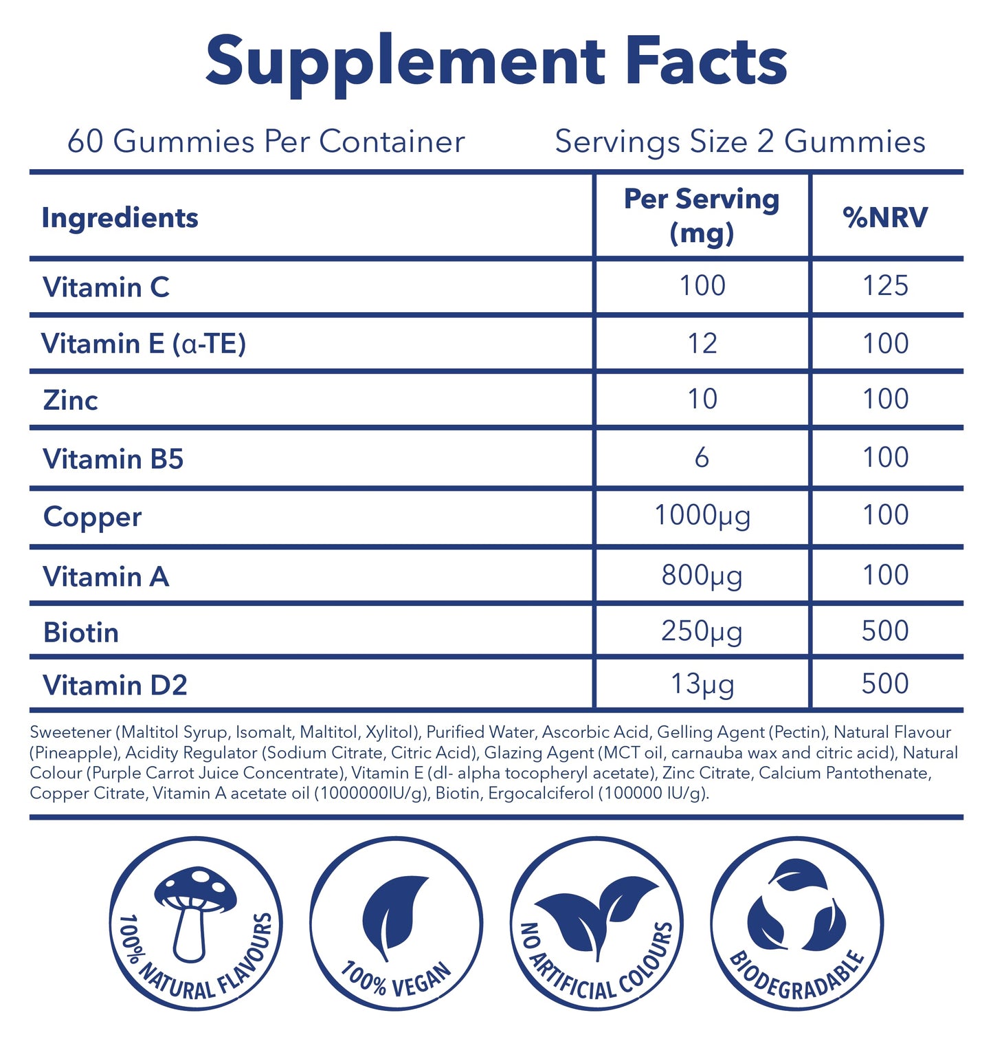 Moosh Mushroom Gummies 3000mg - 60 Gummies (Reishi, Lions Mane, Chaga, Coryceps) Sugar Free, 100% Vegan (Hair, Skin & Nails)