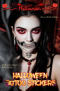 Lekabee skeleton mouth temporary tattoo,devil face temporary tattoo,halloween face stickers,halloween make up adults,face tattoos for men and women,horror make up,scary face tattoos