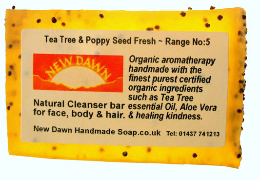 New Dawn Handmade Natural Tea Tree Soap Bar - Range No.5 - Acne/Blackhead/keratosis Pilaris/Athlete's Foot/Hidradenitis Suppurativa Relief - 35g - Sample/Travel Size