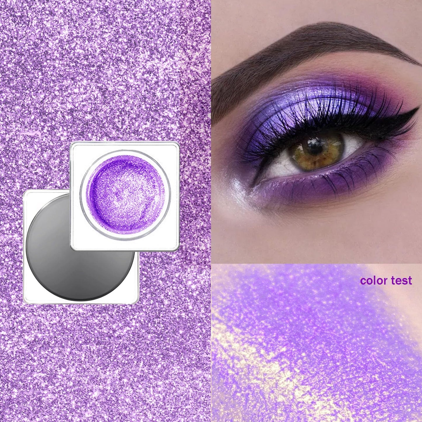 LYNTYAOU Purple Glitter Eyeshadow, Creamy Shimmer Eye Shadow, Liquid Eyeshadow for Women Makeup, Metallic Single Eyes Shadows Cream, Soft Smooth Shiny Shimmering Cool Makeup Palettes