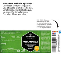 Vitamin K2 MK-7 200 mcg Vegan & High Strength Menaquinone, 180 Tablets for 6 Months, German Quality, Natural & Organic Supplement Without Additives