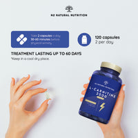 Natural L CARNITINE 2000 mg Tablets. 120 Capsules 2 Months. High Concentration Energy Pills. Improves Sports Performance, Muscle Recovery. CE Manufactured. N2 Natural Nutrition