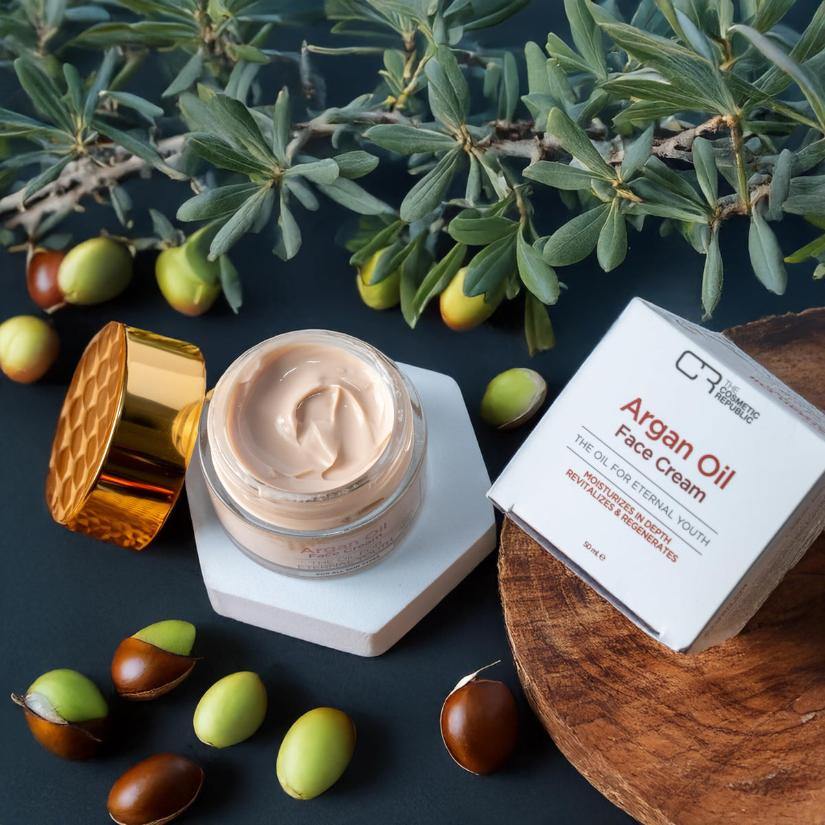 The Cosmetic Republic Argan Oil Face Cream - Hydrating Skin Moisturizer for All Skin Types, Organic, Natural, Plant-Based