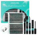 AMZGIRL LASH Lash Extension Kit 320Pcs,DIY Individual Lashes Clusters Kit,Lash Bond And Seal,Lash Remover For Eyelashes Extensions,Lash Applicator Tool For False Eyelash Cluster Kit At Home(3040D,D-Mix9-16mm Kit)