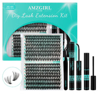 AMZGIRL LASH Lash Extension Kit 320Pcs,DIY Individual Lashes Clusters Kit,Lash Bond And Seal,Lash Remover For Eyelashes Extensions,Lash Applicator Tool For False Eyelash Cluster Kit At Home(3040D,D-Mix9-16mm Kit)