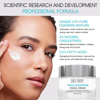 Triple Lipid-Peptide Cream, Anti-Ageing Cream, Moisturising Cream，Hydrating Ultra-Light Gel-Cream Day Moisturiser Leaves Skin Smooth, Glowing and Rejuvenated, Suitable for All Skin Types