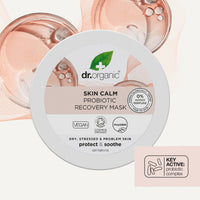 DR ORGANIC Dr Organic Skin Calm Probiotic Recovery Mask, For Redness, Dry, Sensitive & Irritable Skin, Restore Moisture, Dermatologically Tested, Vegan, Cruelty Free, Paraben & SLS Free, Certified Organic, 100ml
