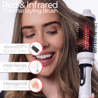 StylPro STYLPRO Thermal Brush with Red & Near Infrared LEDs – 58 NIR + 84 Red LEDs, Ceramic Barrel, Adjustable Heat, Lightweight Blowout & Curling Brush for All Hair Types