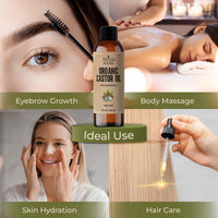 Essican Purelife Organic Cold Pressed Castor Oil for Hair Growth 100ml, Pure Organic Castor Oil for Eyelashes, Skin Moisturiser, Eyebrow Oils Enhancement - Ideal for Body, Nails & Beard Cruelty-Free