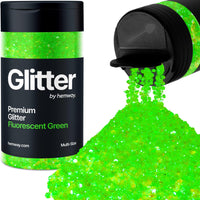 Hemway Fluorescent Green Glitter Multi-Size 120g/4.2oz Metallic Resin Craft Glitter Flake Sequins for Epoxy Tumblers Hair Face Body Eye Glitter Nail Art Festival DIY Party Decorations