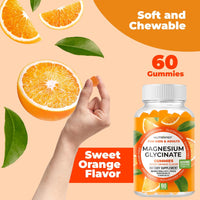 Magnesium Glycinate Gummies for Kids & Adults Women & Men - Sugar Free Gluten Free Non-GMO Vegan Chewable, 60 Count