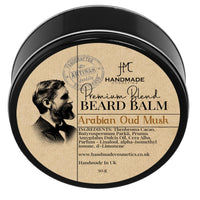 Handmade Cosmetics Beard Balm Sandalwood | Oud Natural Beard Taming Styling, 50ml (Arabian Oud Musk)