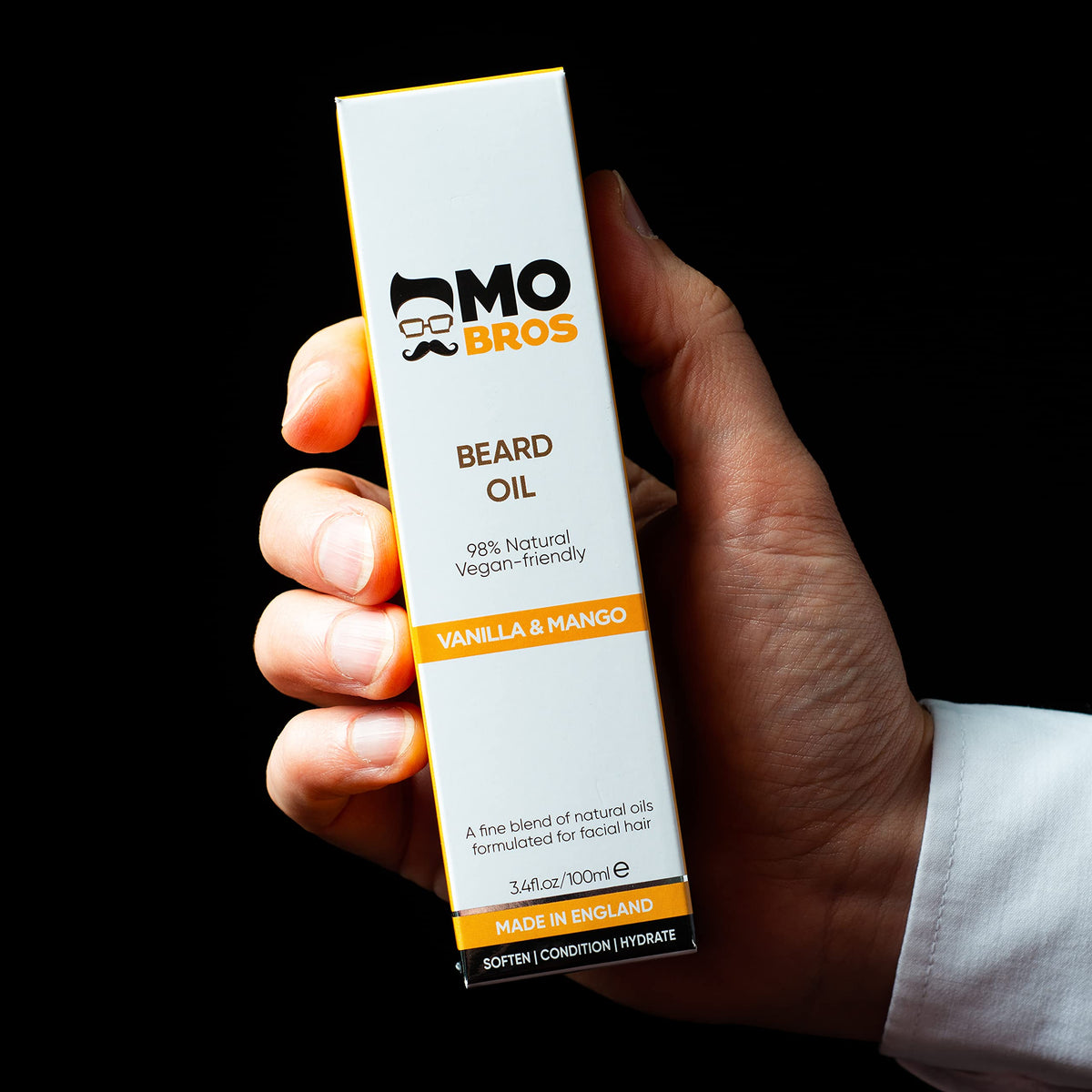 MO BRO'S Beard Oil 100ml | Vanilla & Mango | Beard Care for Men | Softens, Hydrate & Conditions Facial Hair | Promotes Growth, Reduces Dryness & Itching