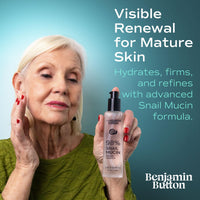 Benjamin Button 98% Snail Mucin Serum - Hydrating, Anti-Aging, & Brightening with Hyaluronic Acid, Niacinamide, Green Tea, Aloe Vera | Ideal for Sensitive Skin & All Skin Types
