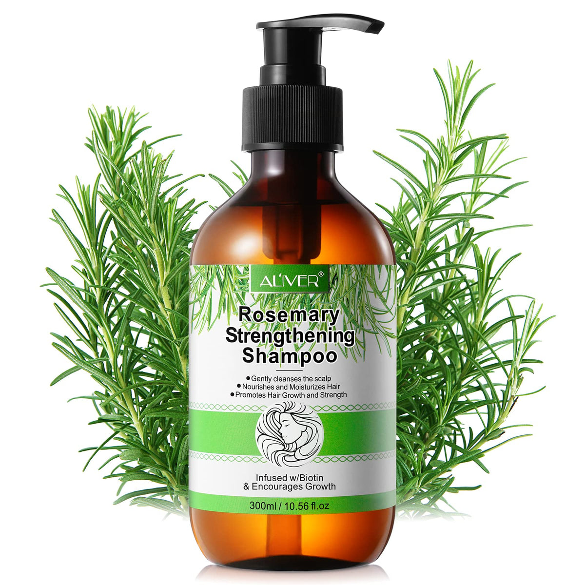 Bibonse Rosemary Shampoo for Hair Growth, Rosemary Mint Shampoo, Organic Hair Growth Shampoo with Biotin, Repairing and Nourishing Scalp, Anti Hair Loss Shampoo for Women Men, Sulfate Free, 300ml