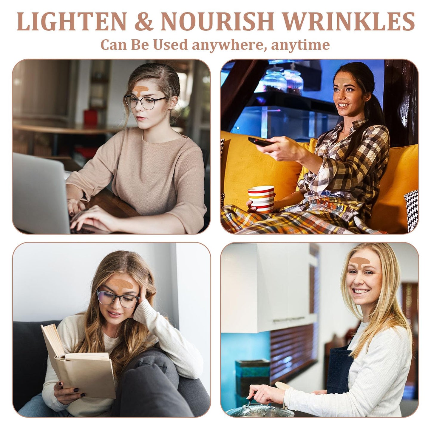 MADGININE 10 Pieces Forehead Wrinkle Patches,Wrinkle Patches High Elasticity Japanese Face Tape Moisturizing Face Tape Available for Both Men and Women Suitable for Forehead and Facial Wrinkles